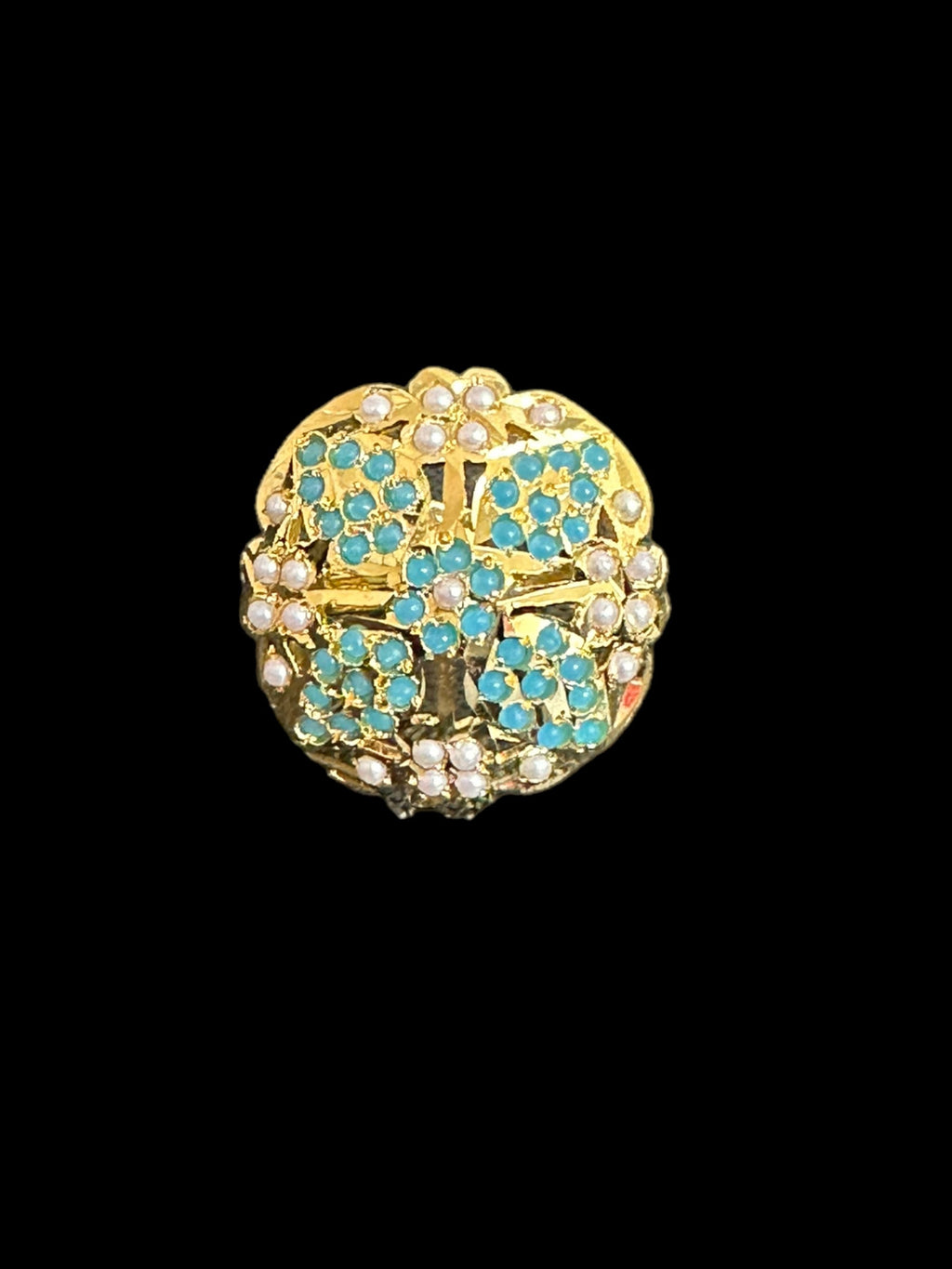 DJR87 Jadau ring -  turquoise pearl    ( READY TO SHIP )