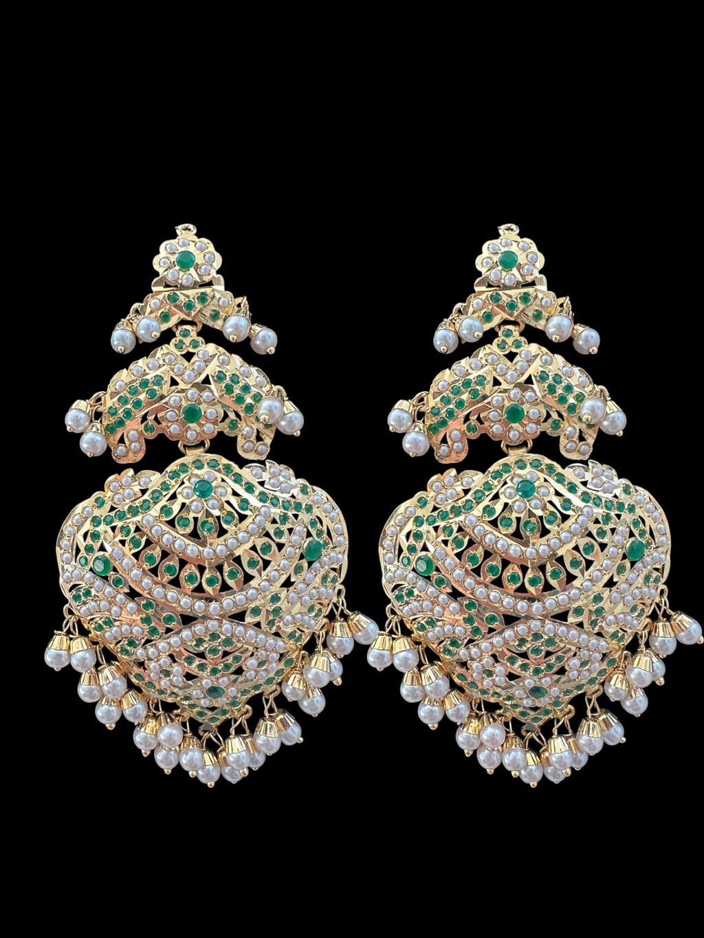 DER643 emerald and pearl jadau earrings ( READY TO SHIP )