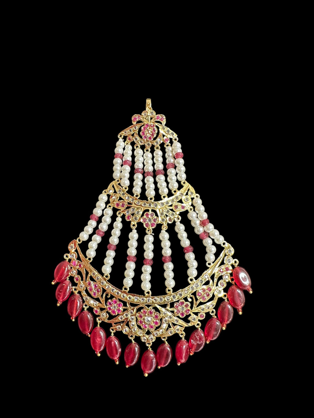 BR474 Waniya hyderabadi bridal set in red / ruby ( READY TO SHIP )