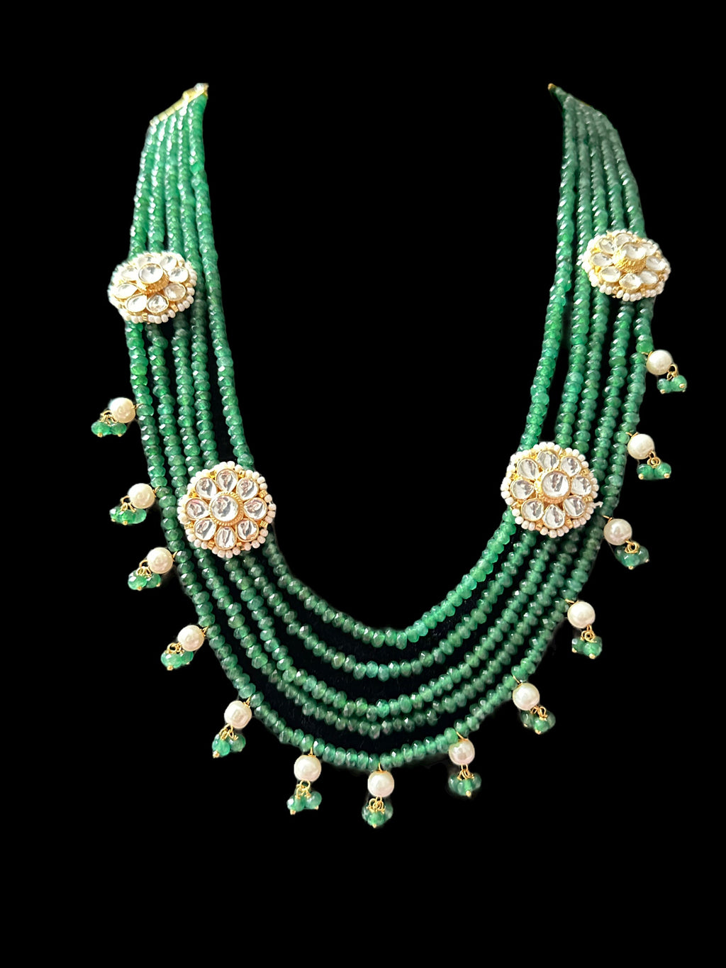 DLN63 pachi kundan necklace in beads ( READY TO SHIP )