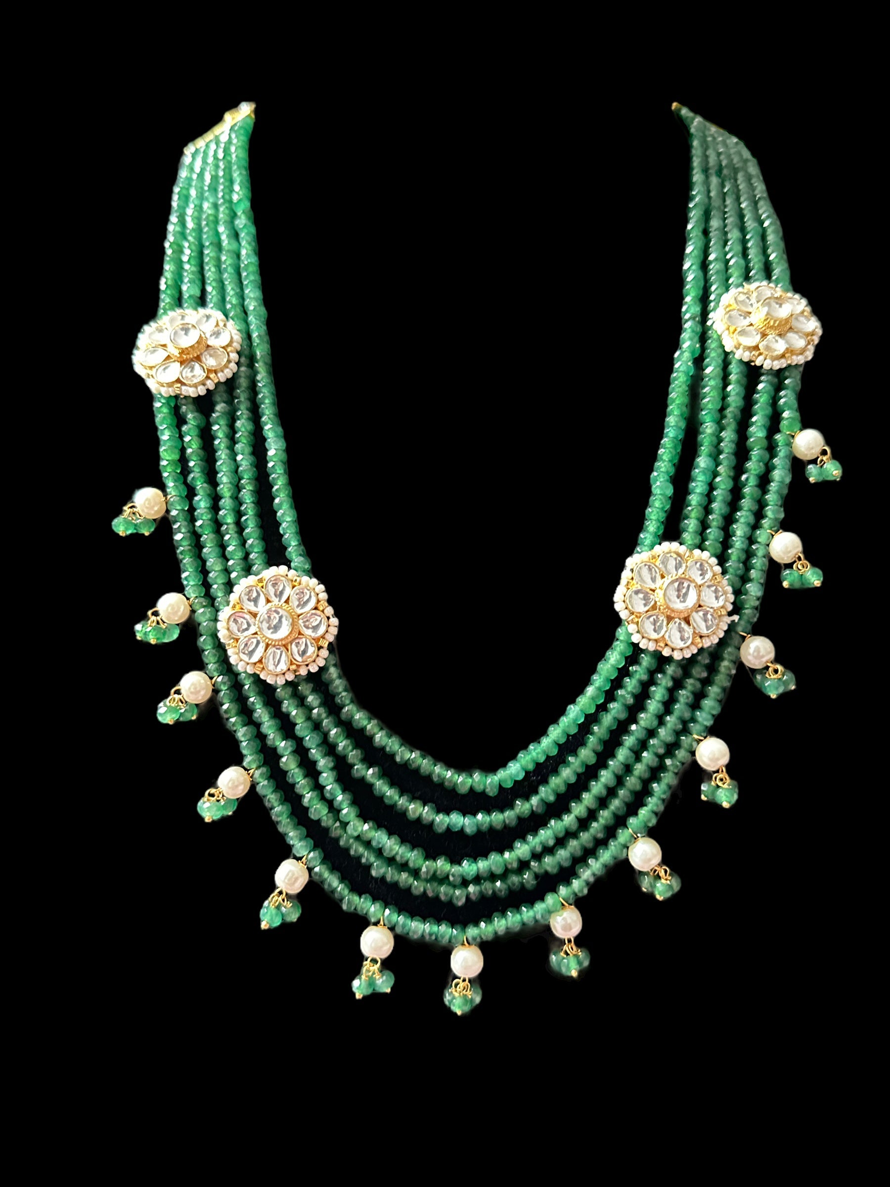 DLN63 pachi kundan necklace in beads ( READY TO SHIP )