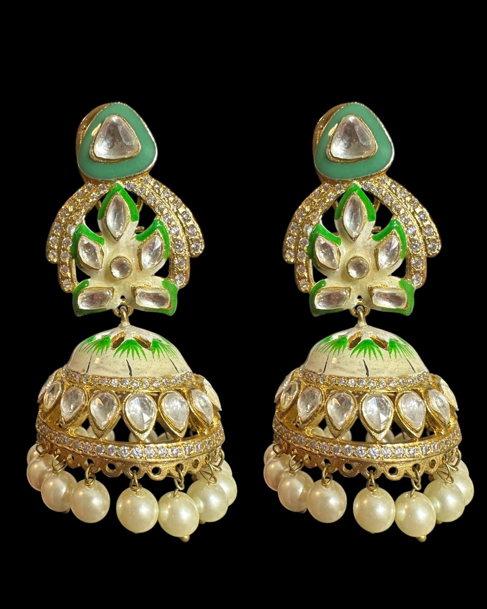 DER756 Rupal polki jhumka ( READY TO SHIP )