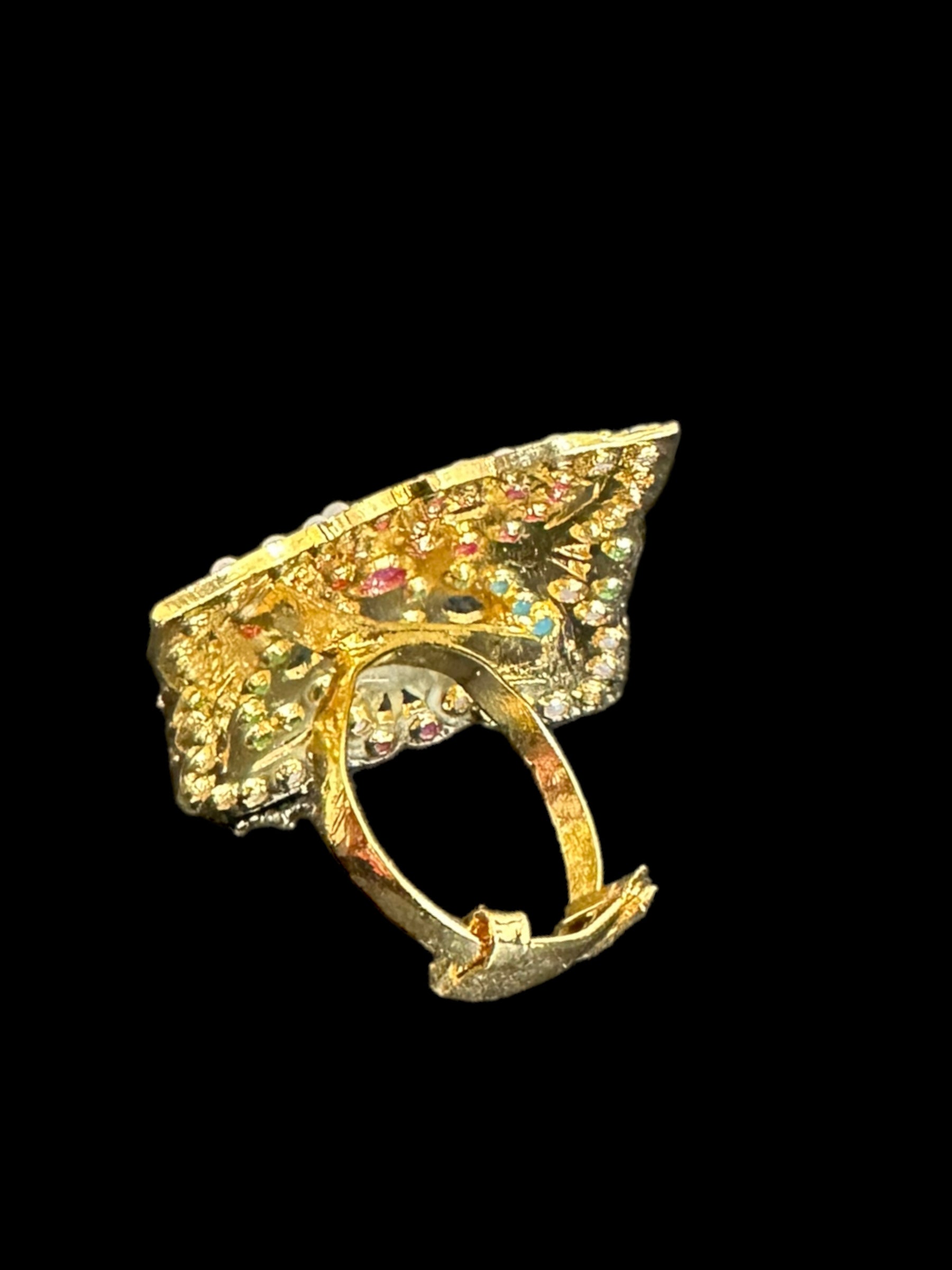 DJR104 Jadau ring - Navratan ( READY TO SHIP )