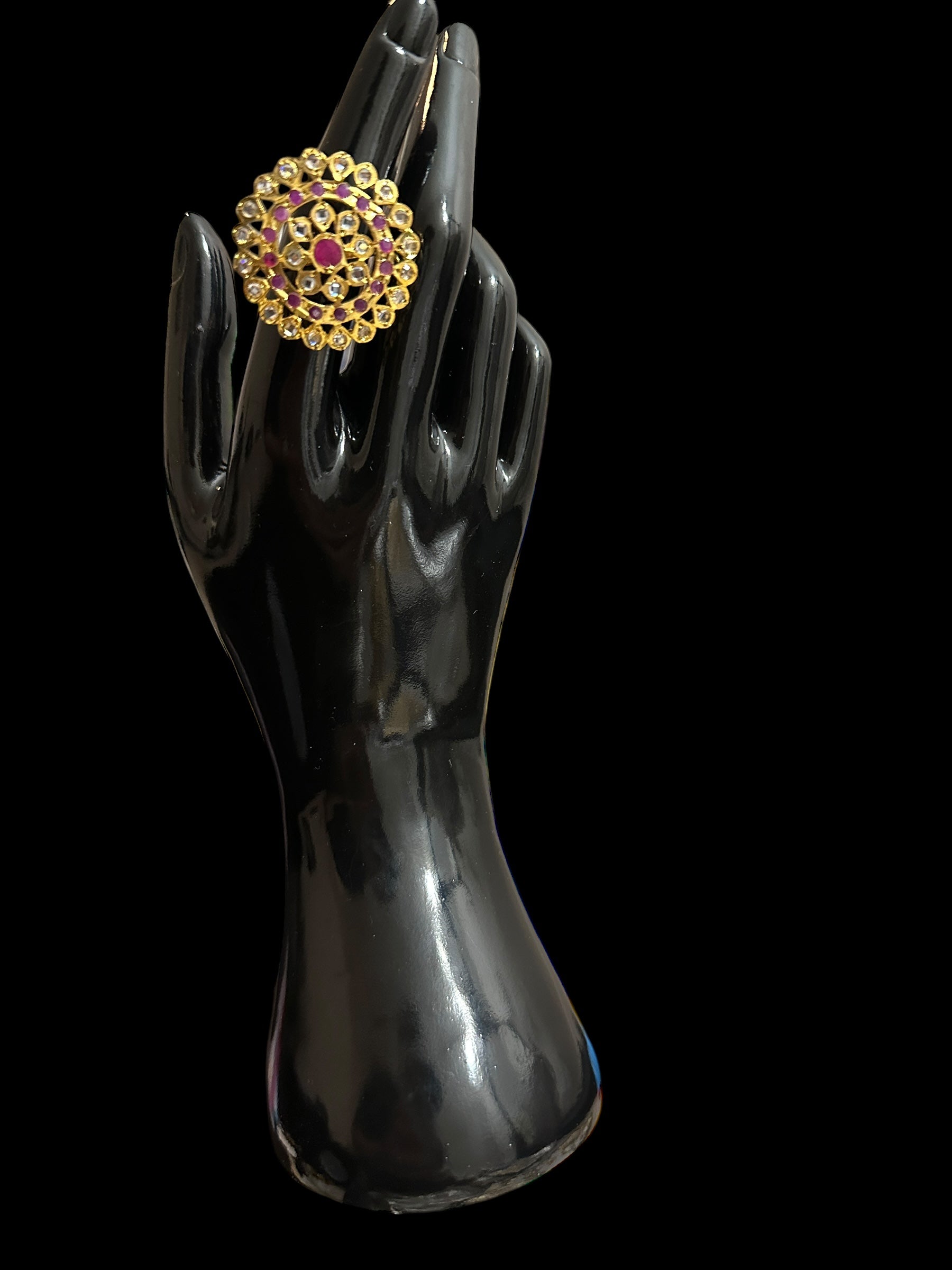 DJR89 Nia cz polki   ring - ruby  ( READY TO SHIP)