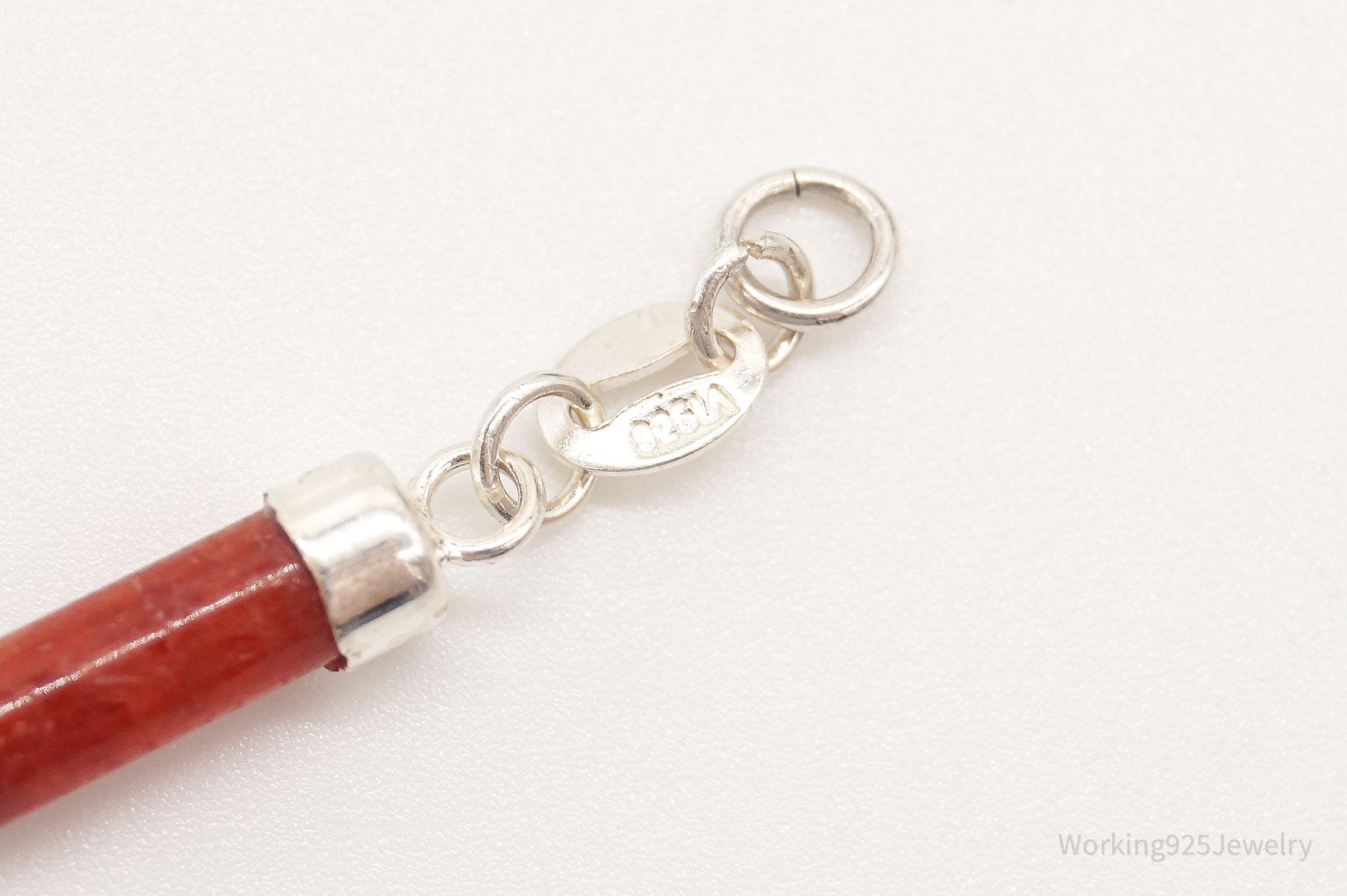 Vintage Jade Coral Black Onyx Sterling Silver Bracelet