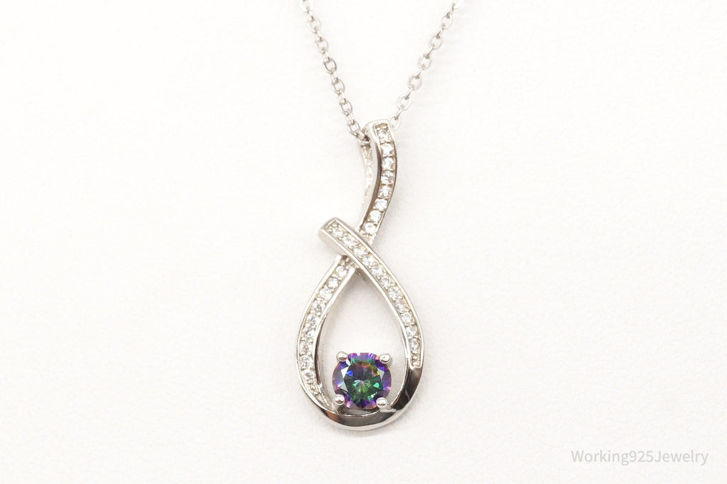 Designer Ryze Mystic Topaz Cubic Zirconia Sterling Silver Necklace