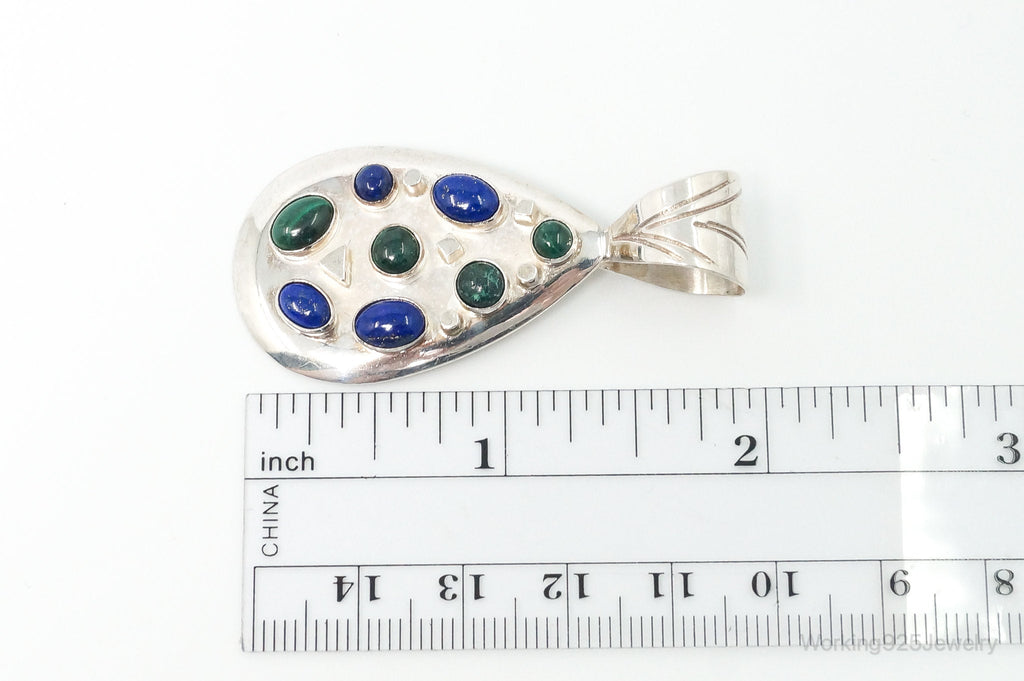 Large Desert Rose Trading Lapis Lazuli Malachite Sterling Silver Pendant
