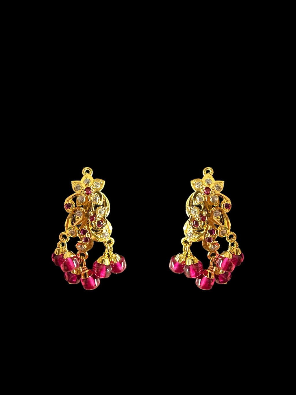 Gold plated jadau silver pendant set in rubies  ( READY TO SHIP )
