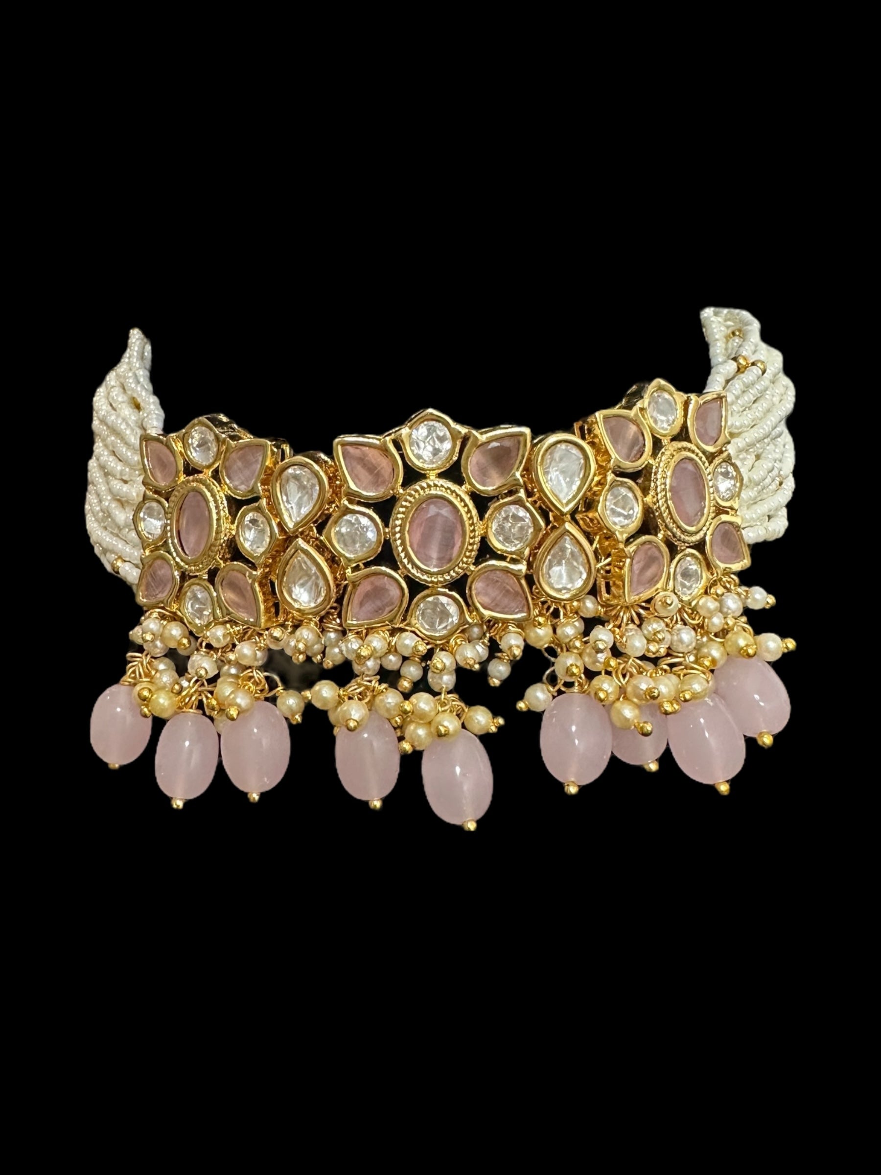C312 Meera polki  choker - pink ( READY TO SHIP )