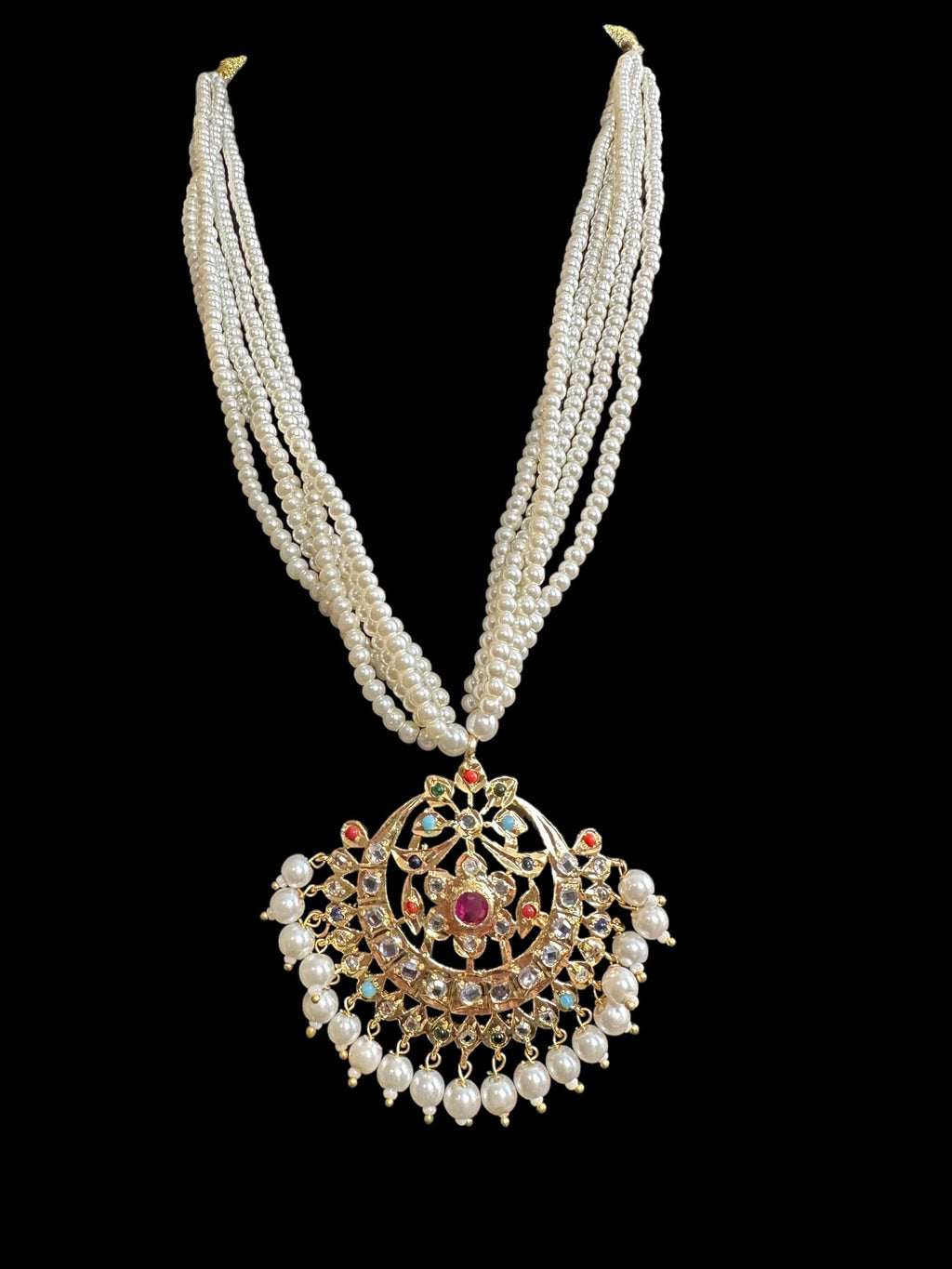 PS338   Nihar pendant set ( navratan ) (READY TO SHIP )