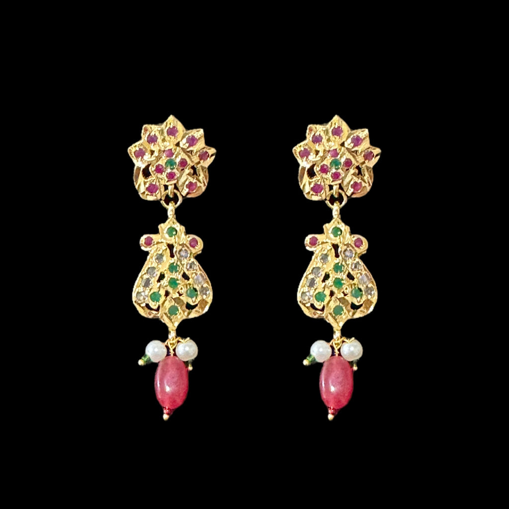 DER545 gold plated earrings in ruby emerald ( READY TO SHIP )