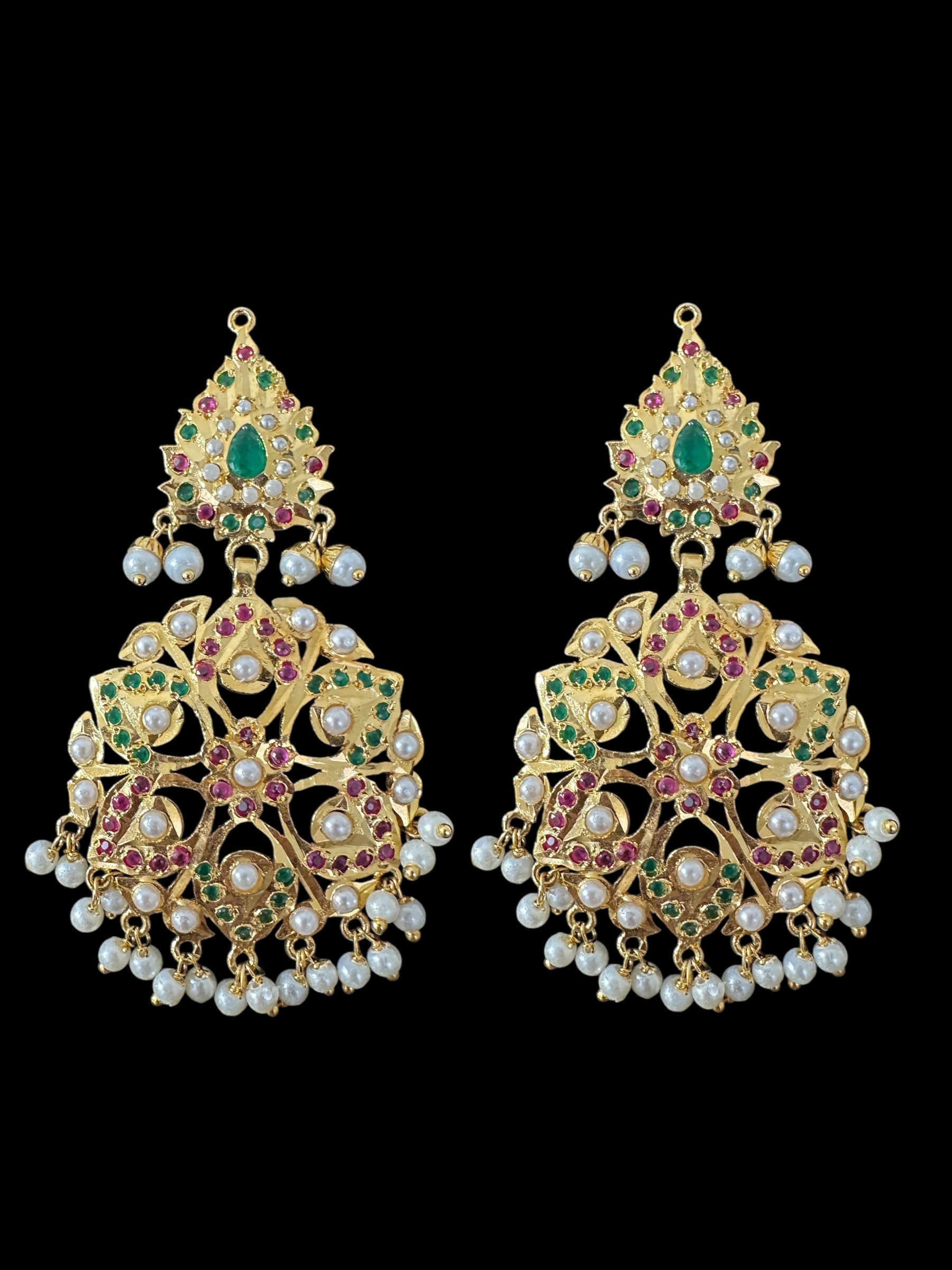 DNS190  Gold-Plated jadau ruby emerald  Hasli Necklace with earrings tika  – Handcrafted Traditional Set ( READY TO SHIP )