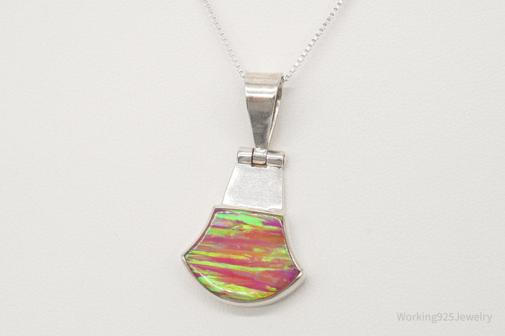 Vintage Mexico Opal 950 Silver Southwestern Necklace