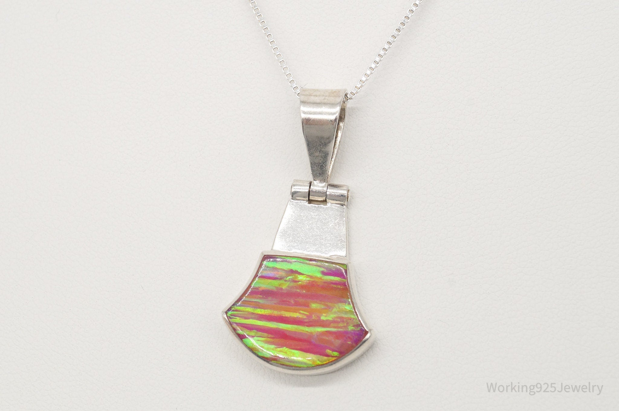 Vintage Mexico Opal 950 Silver Southwestern Necklace