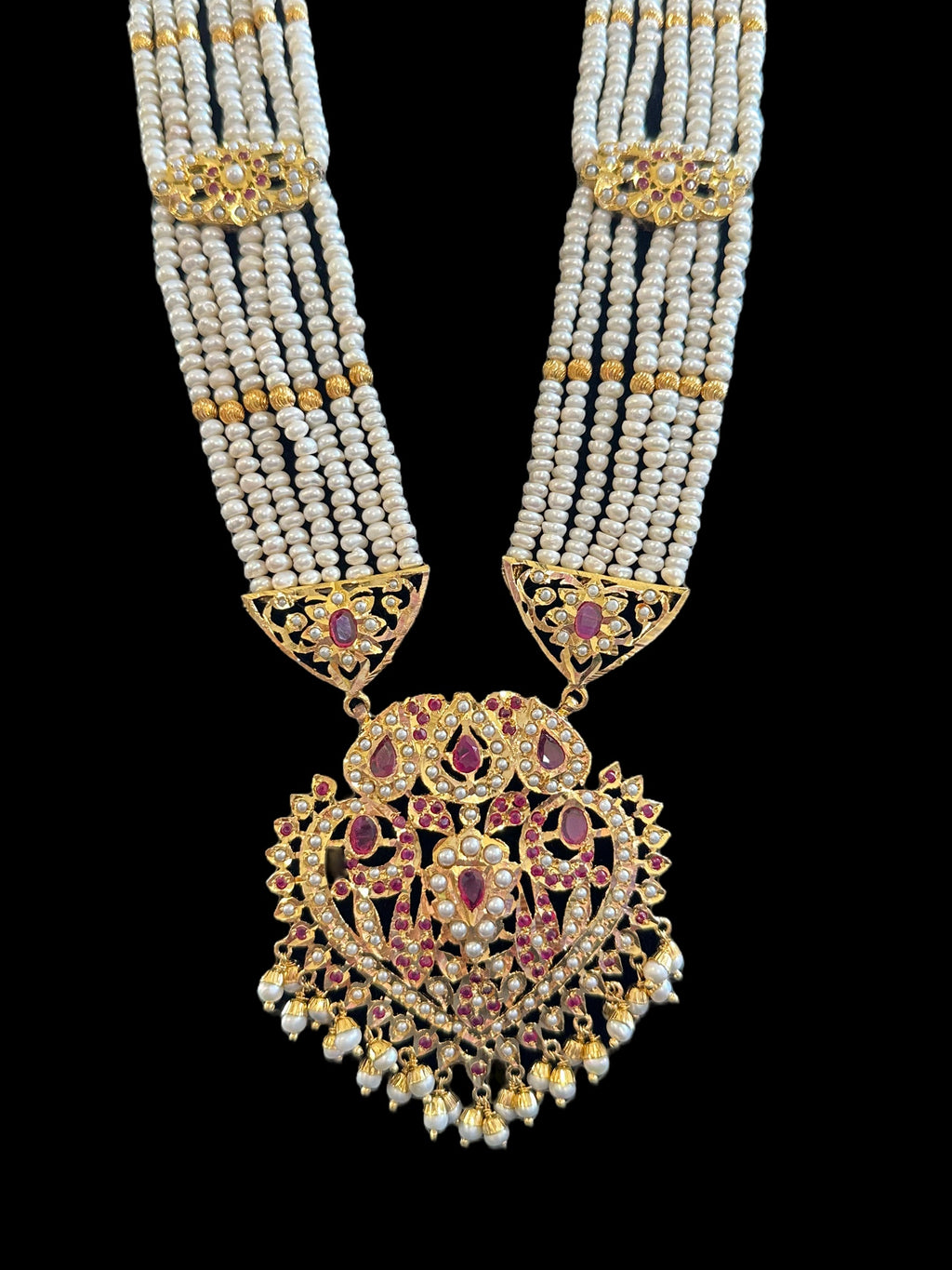 DLN42 Insha Ruby pearl jadau Rani haar  ( SHIPS IN 4 WEEKS )