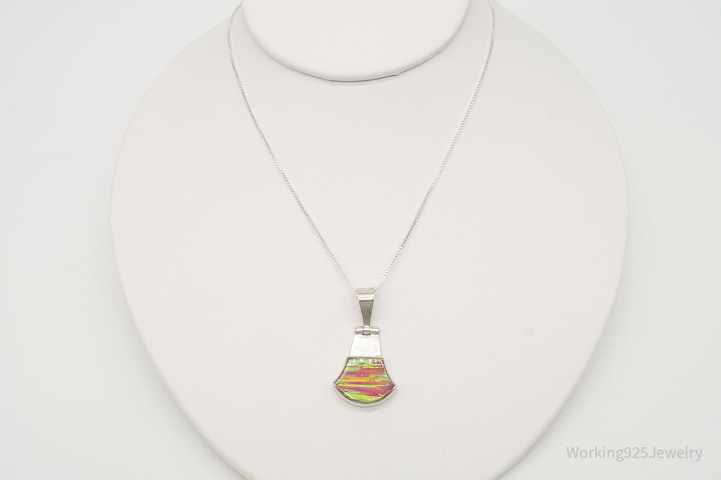 Vintage Mexico Opal 950 Silver Southwestern Necklace