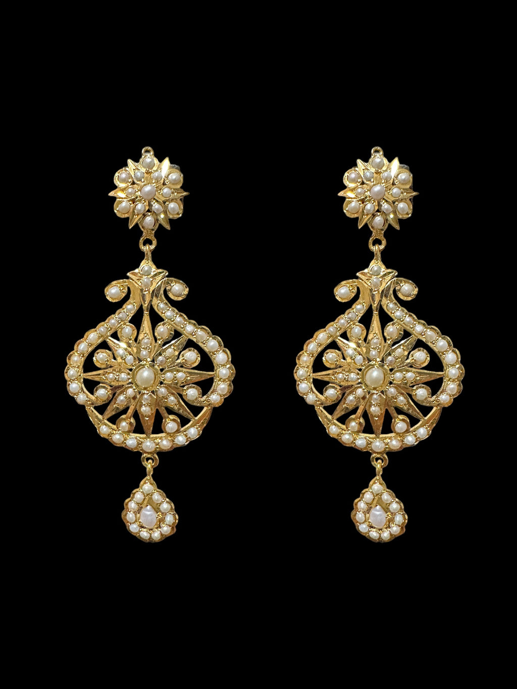 Gold plated silver necklace earrings set in fresh water pearls ( SHIPS IN 4 WEEKS )