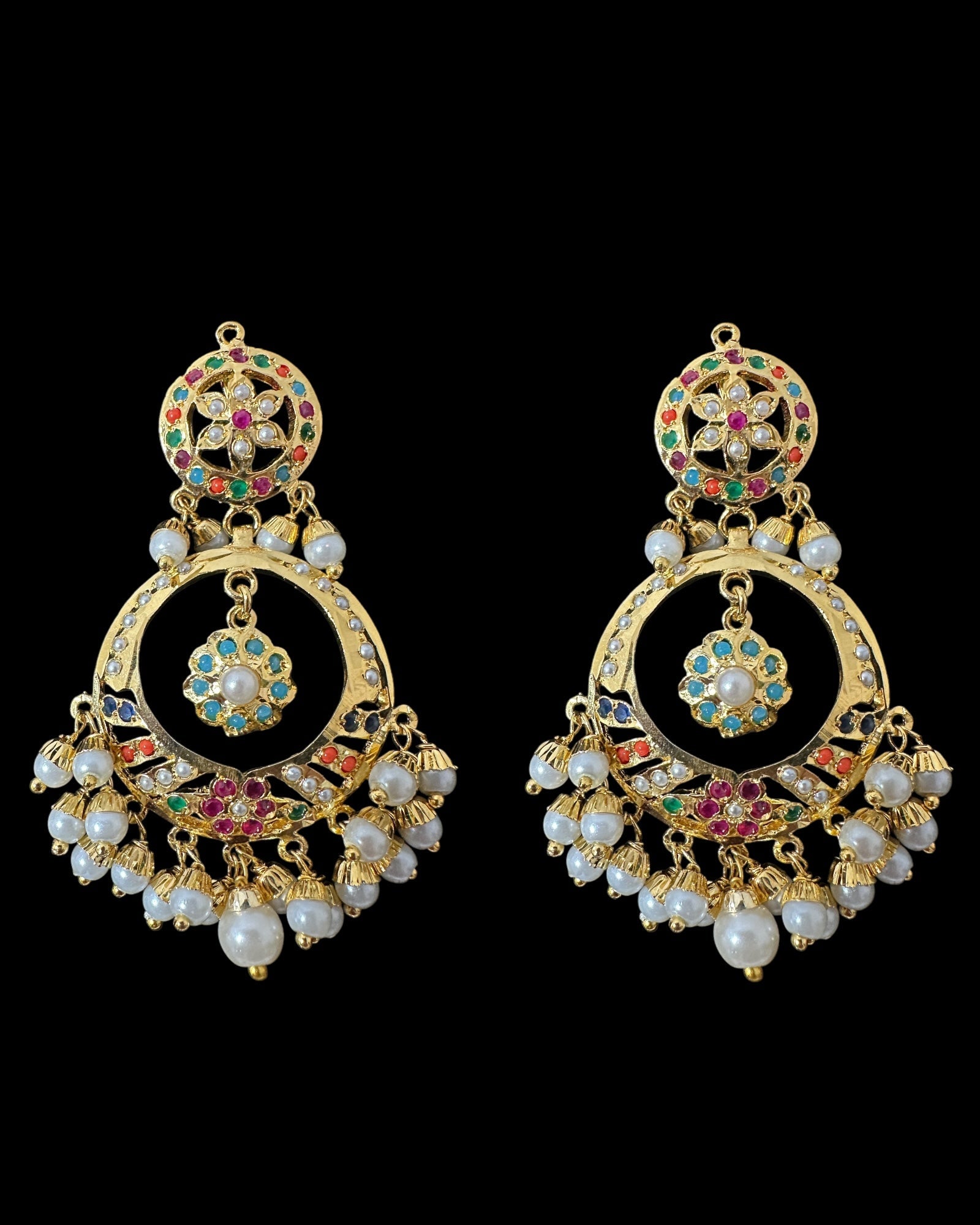 DNS194A Navratan jadau necklace set with tika ( READY TO SHIP )