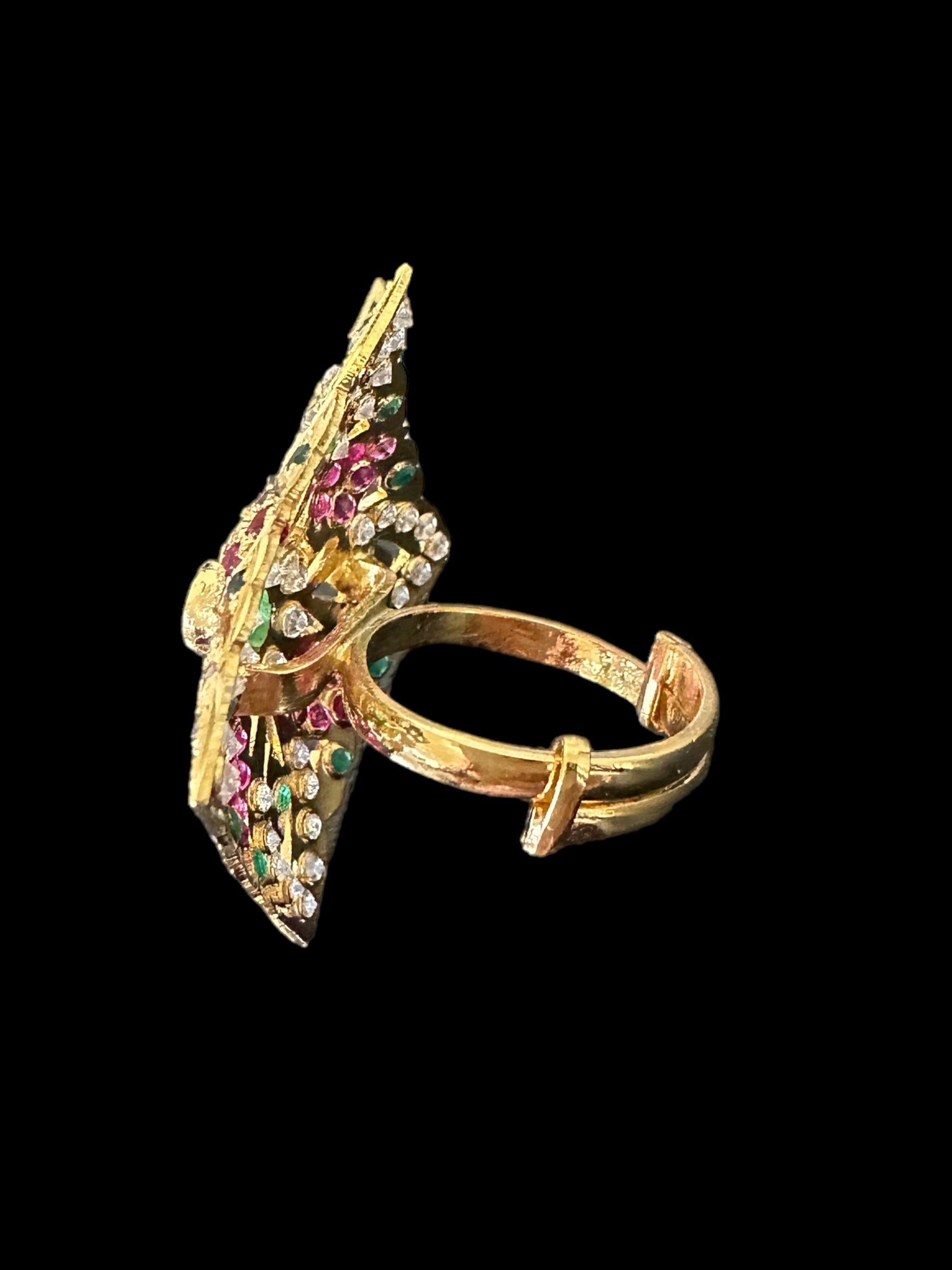 Ruby emerald gold plated silver ring ( READY TO SHIP )