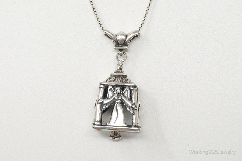 Four Sided Angel Bell Sterling Silver Necklace