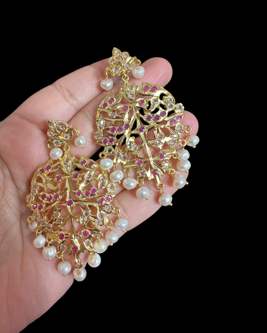 DER754  Aryana fresh water pearl gold plated earrings ( SHIPS IN 3 WEEKS )