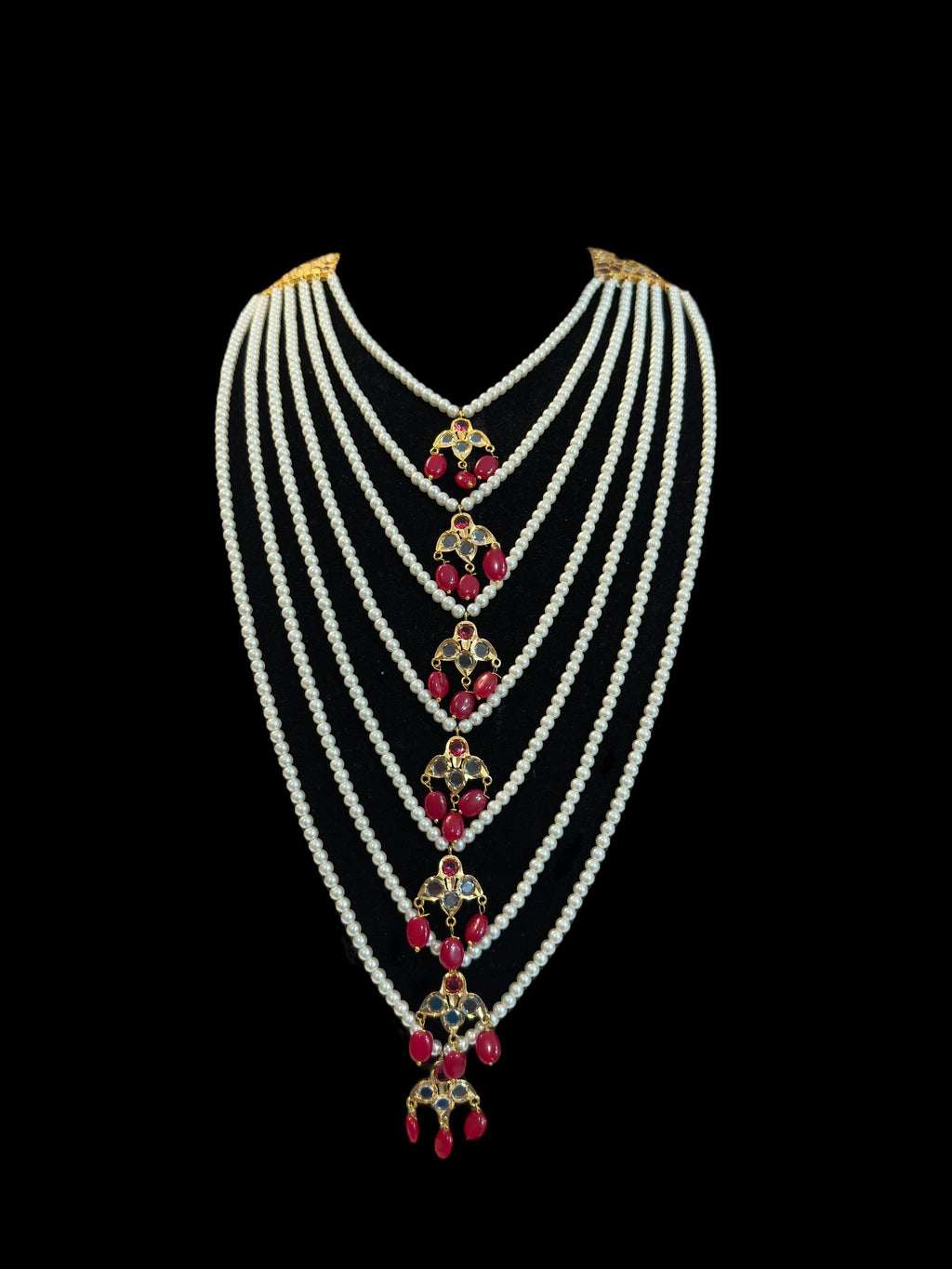 SAT101 Hyderabadi satlada with earrings - Ruby ( READY TO SHIP )