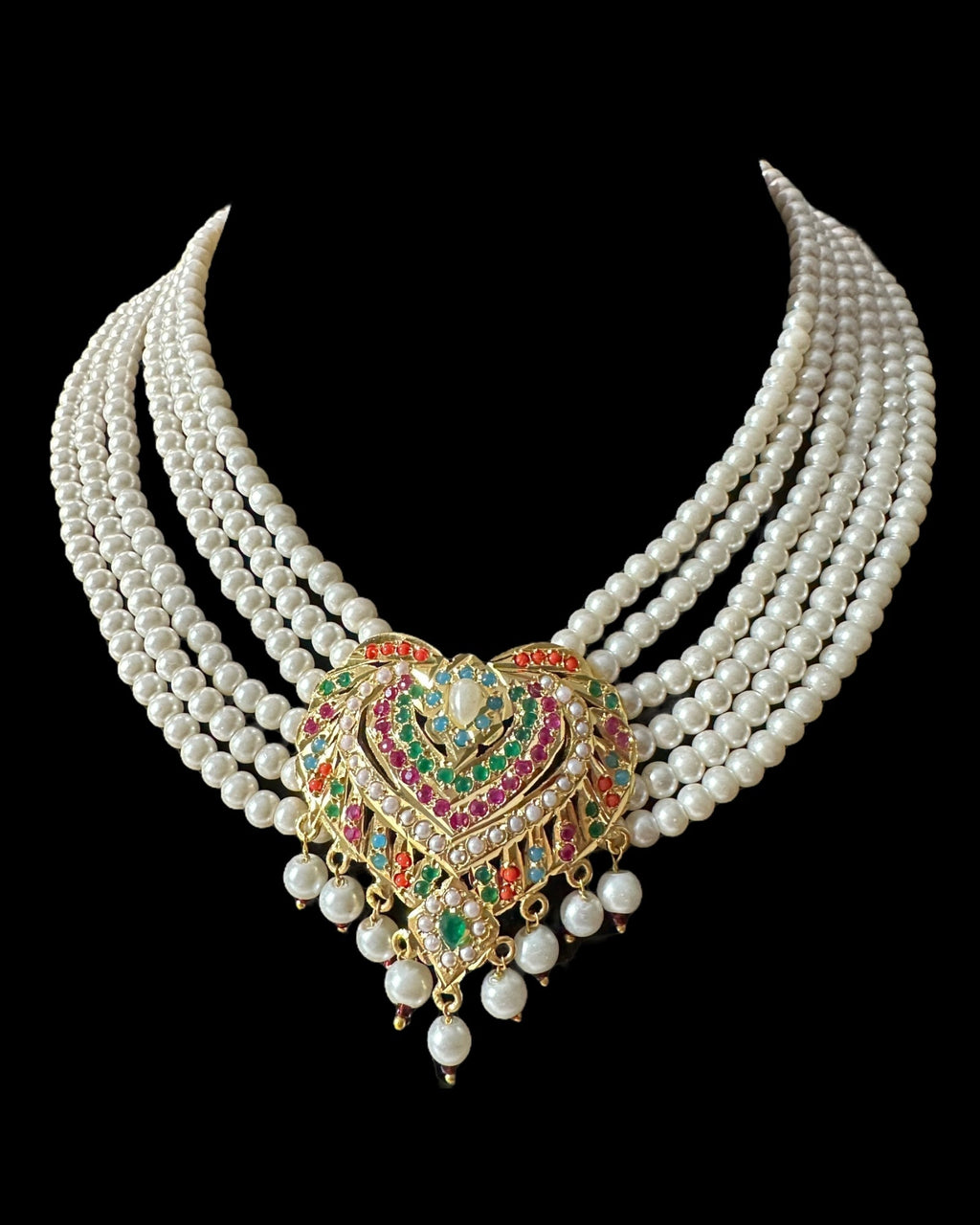 BR320 navratan jadau bridal set in shell pearls ( READY  TO SHIP)