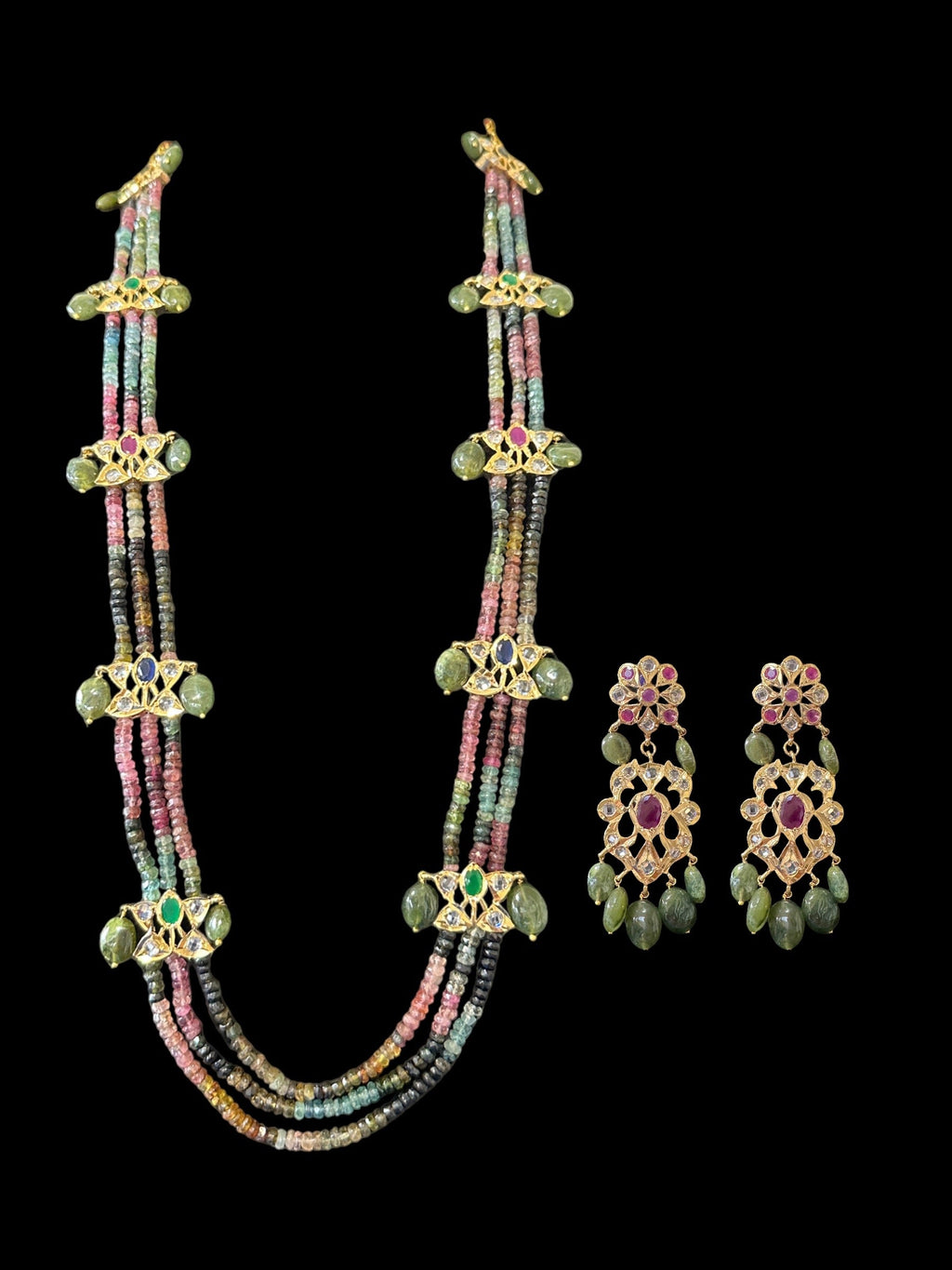 DLN52 Raina tourmaline necklace with earrings (SHIPS IN 2 WEEKS  )