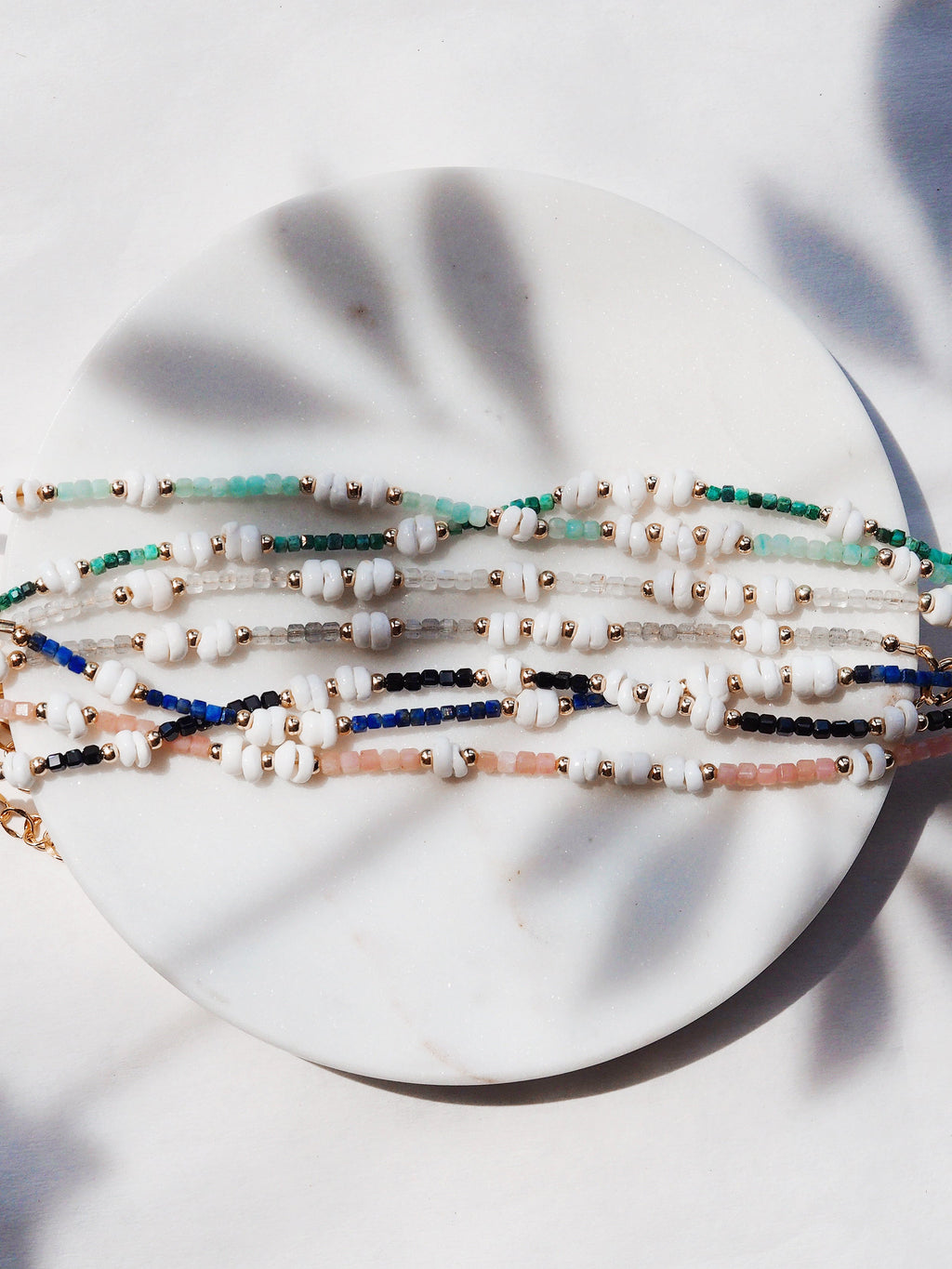 Gemstone Puka Shell Bracelet - Ke'alohi