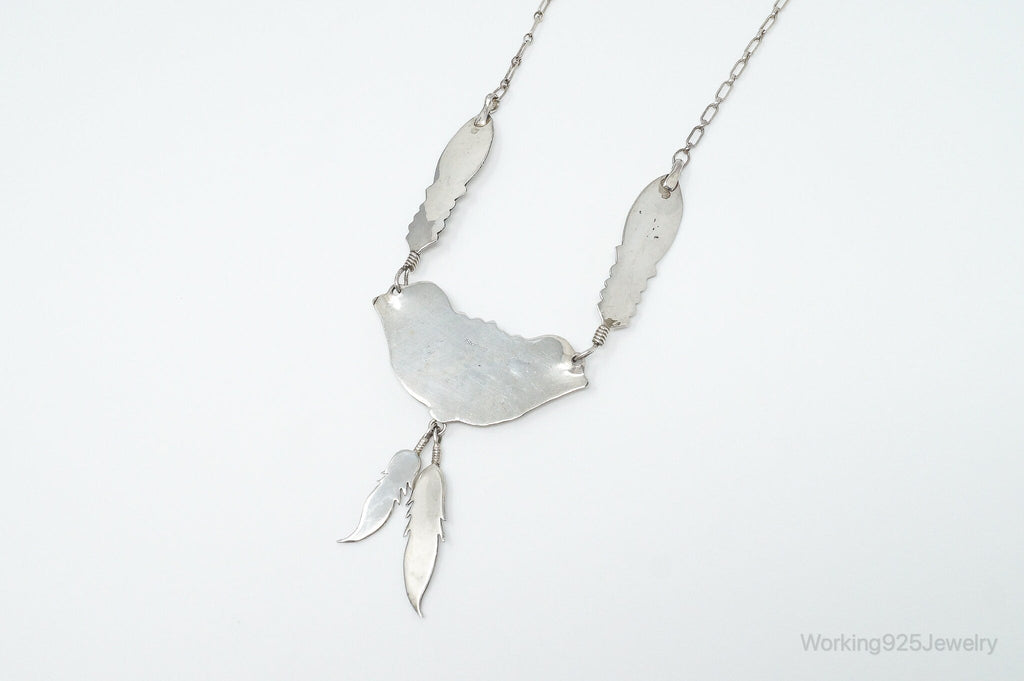 Vintage Native America Pink Mother Of Pearl Sterling Silver Necklace