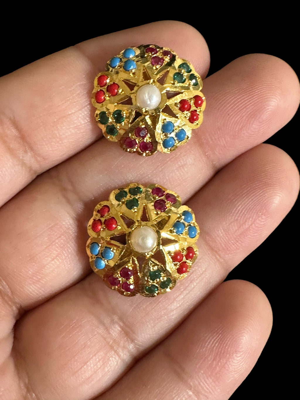 Navratan gold plated silver tops ( READY TO SHIP)