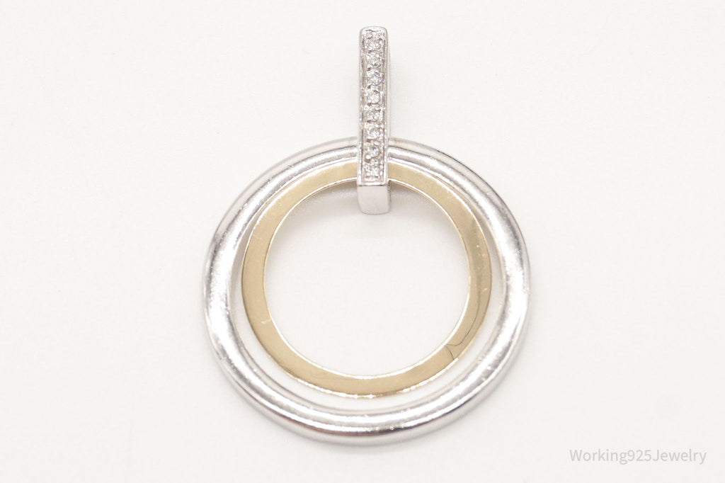 Vintage Designer Alwand Vahan 14K Gold Cubic Zirconia Sterling Silver Pendant