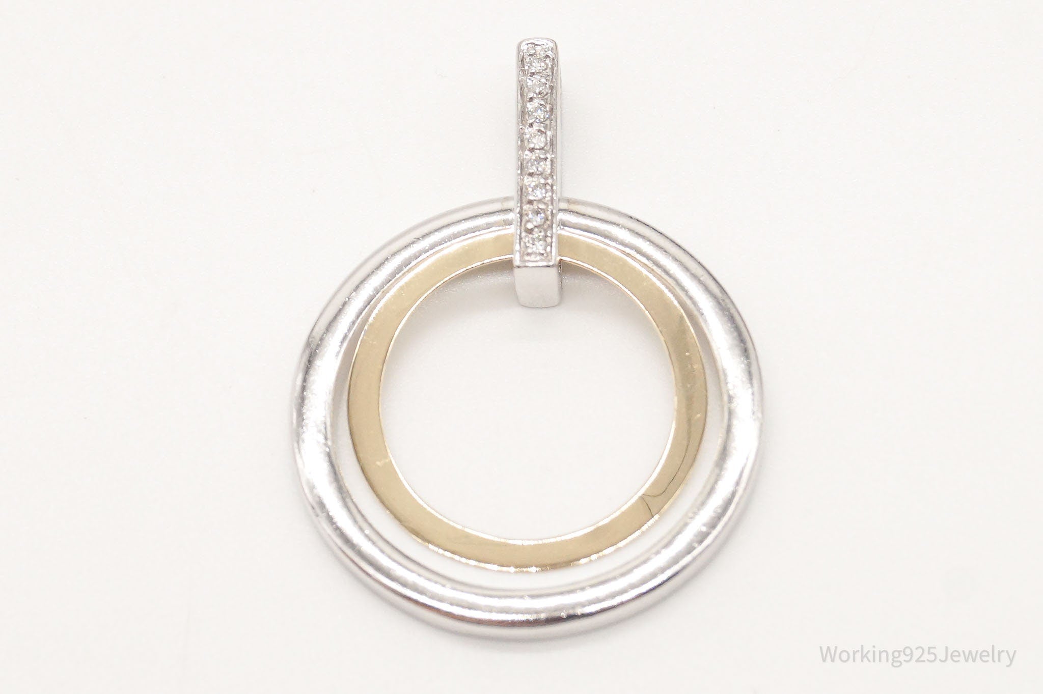 Vintage Designer Alwand Vahan 14K Gold Cubic Zirconia Sterling Silver Pendant