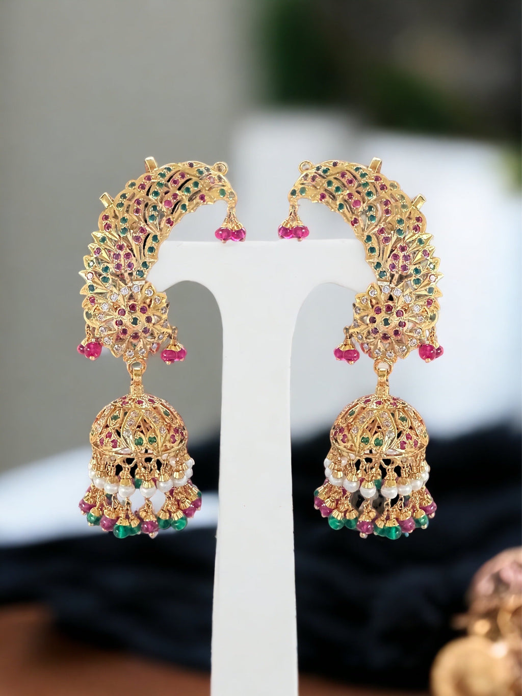 Gold plated silver kaanphool / ear cuffs ( SHIPS IN 5 WEEKS )