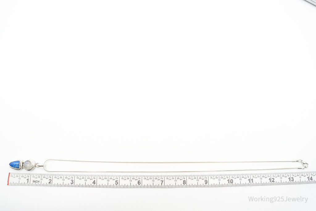 Vintage Moonstone Lapis Lazuli Sterling Silver Necklace