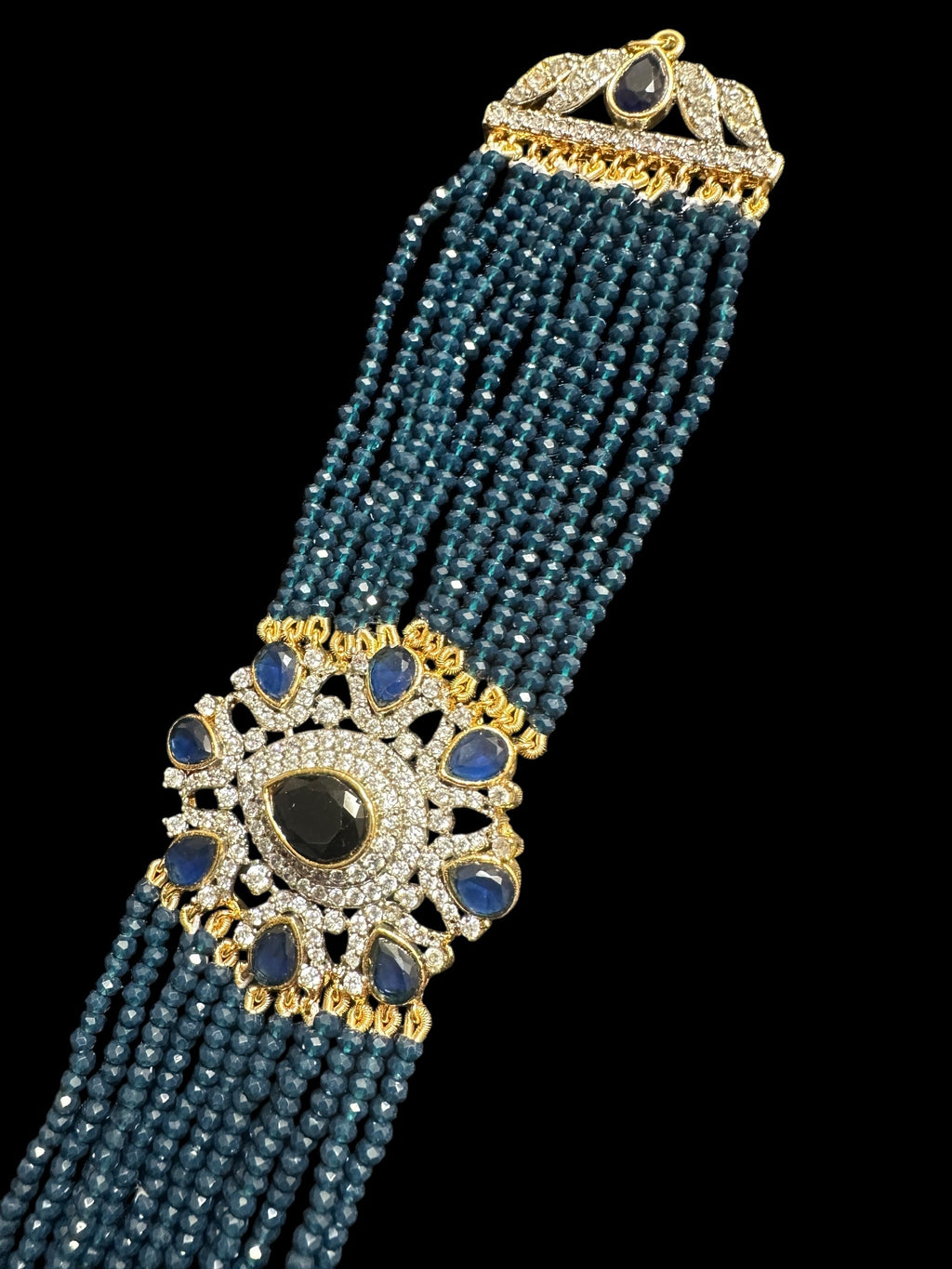 C523 Erin zircon choker in blue / sapphire ( READY TO SHIP )