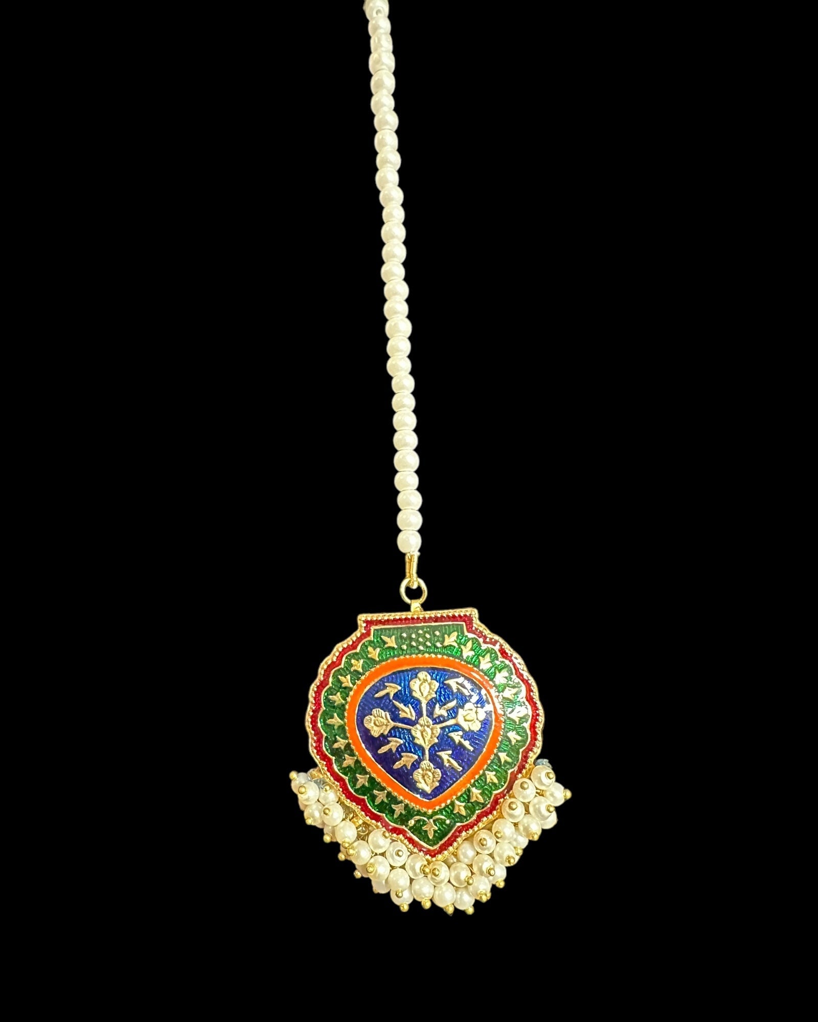 Ulfat meenakari earrings teeka set  (READY TO SHIP )