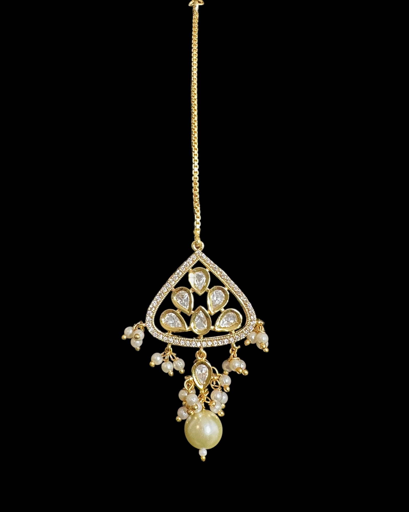 C549 vanya polki choker with earrings in golden pearls ( READY TO SHIP )