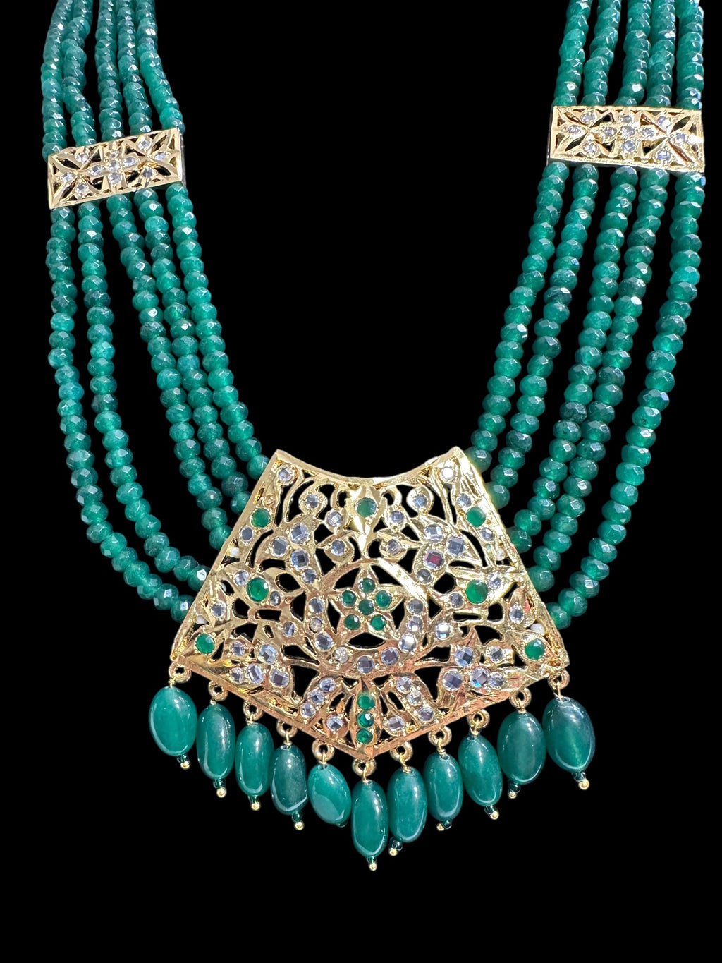 DLN88 Nisha rani haar in green beads  ( READY TO SHIP )