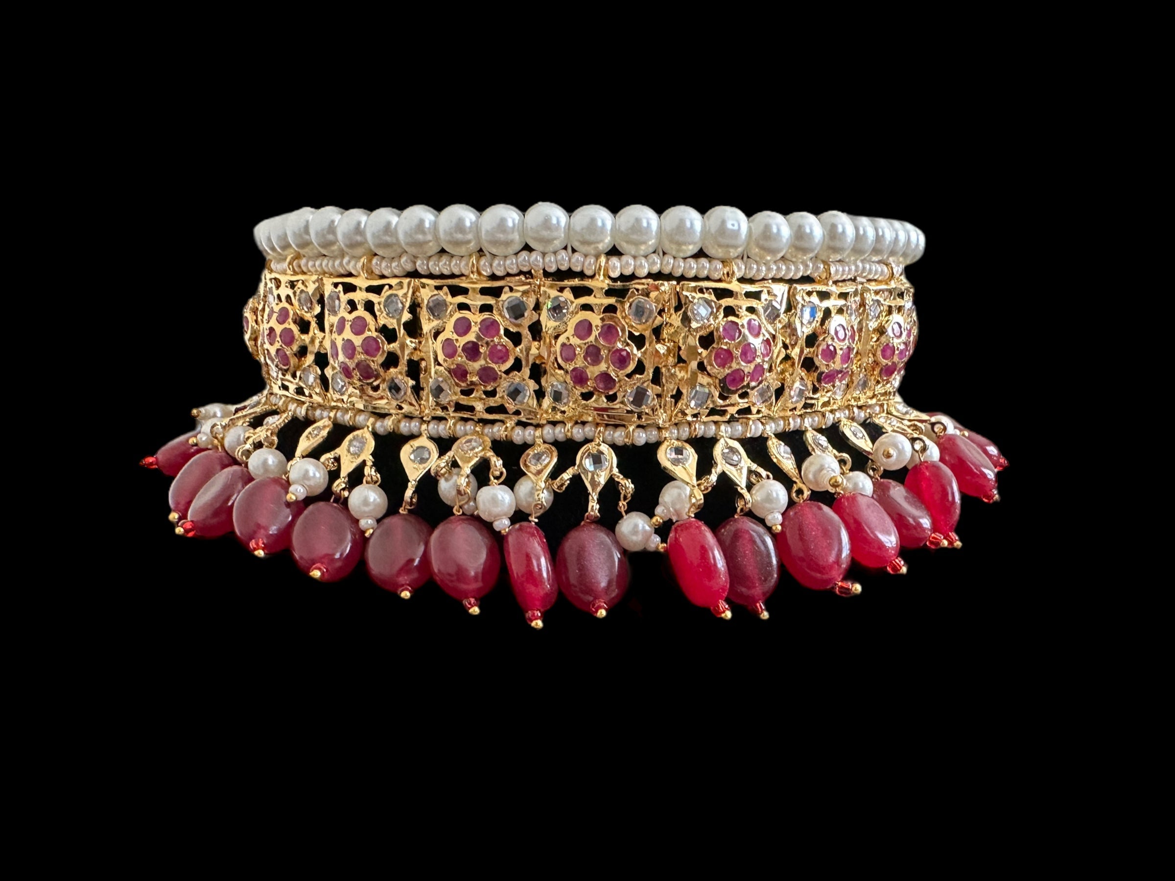 C327 sifat jadavi lacha in ruby  beads (SHIPS IN 1 WEEK )
