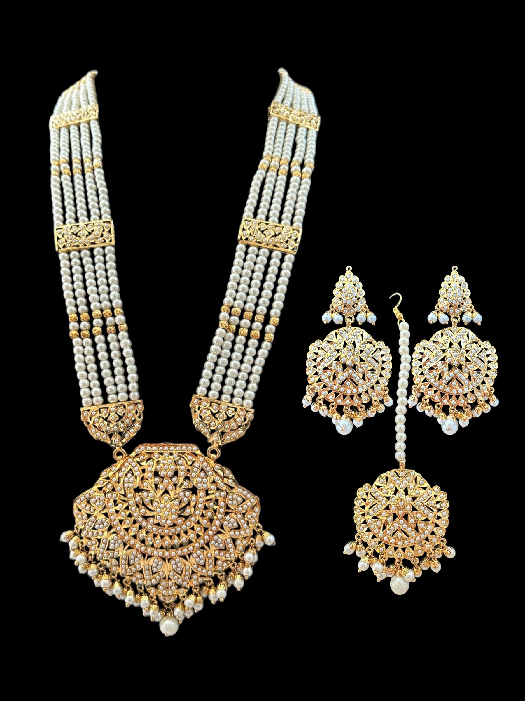DLN85 Jia Punjabi rani haar in pearl  ( READY TO SHIP )
