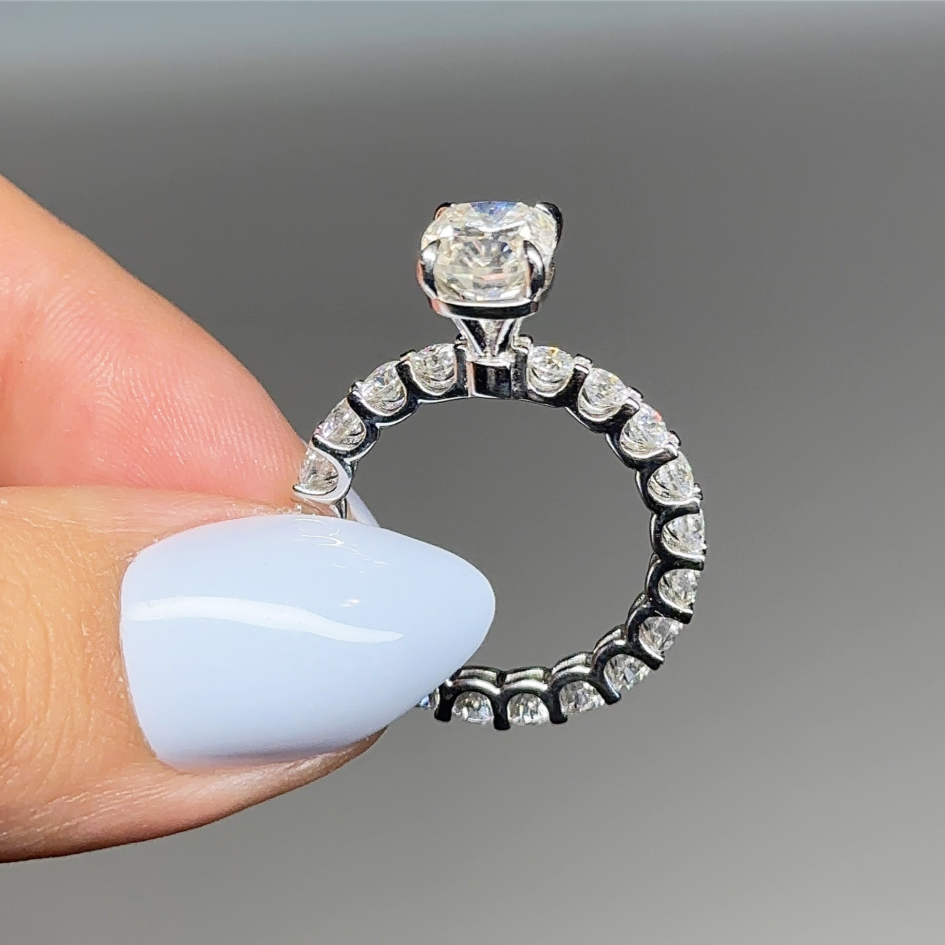 2.5ct Elongated Cushion Cut Eternity Engagement Ring