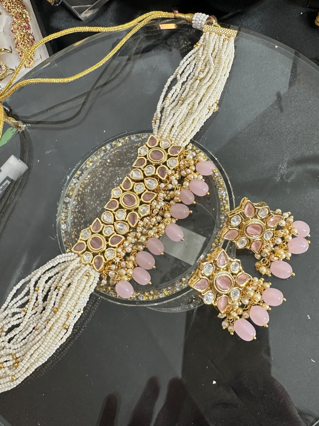 C312 Meera polki  choker - pink ( READY TO SHIP )