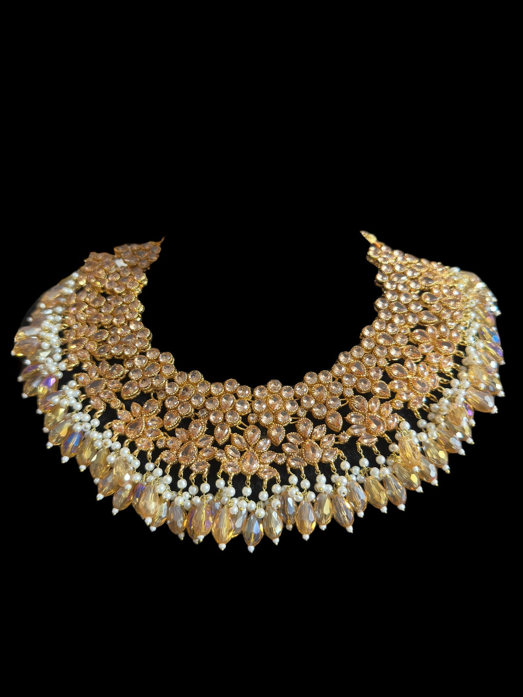 BR478 Kafiya bridal set in golden / champagne  stones and beads ( READY TO SHIP )
