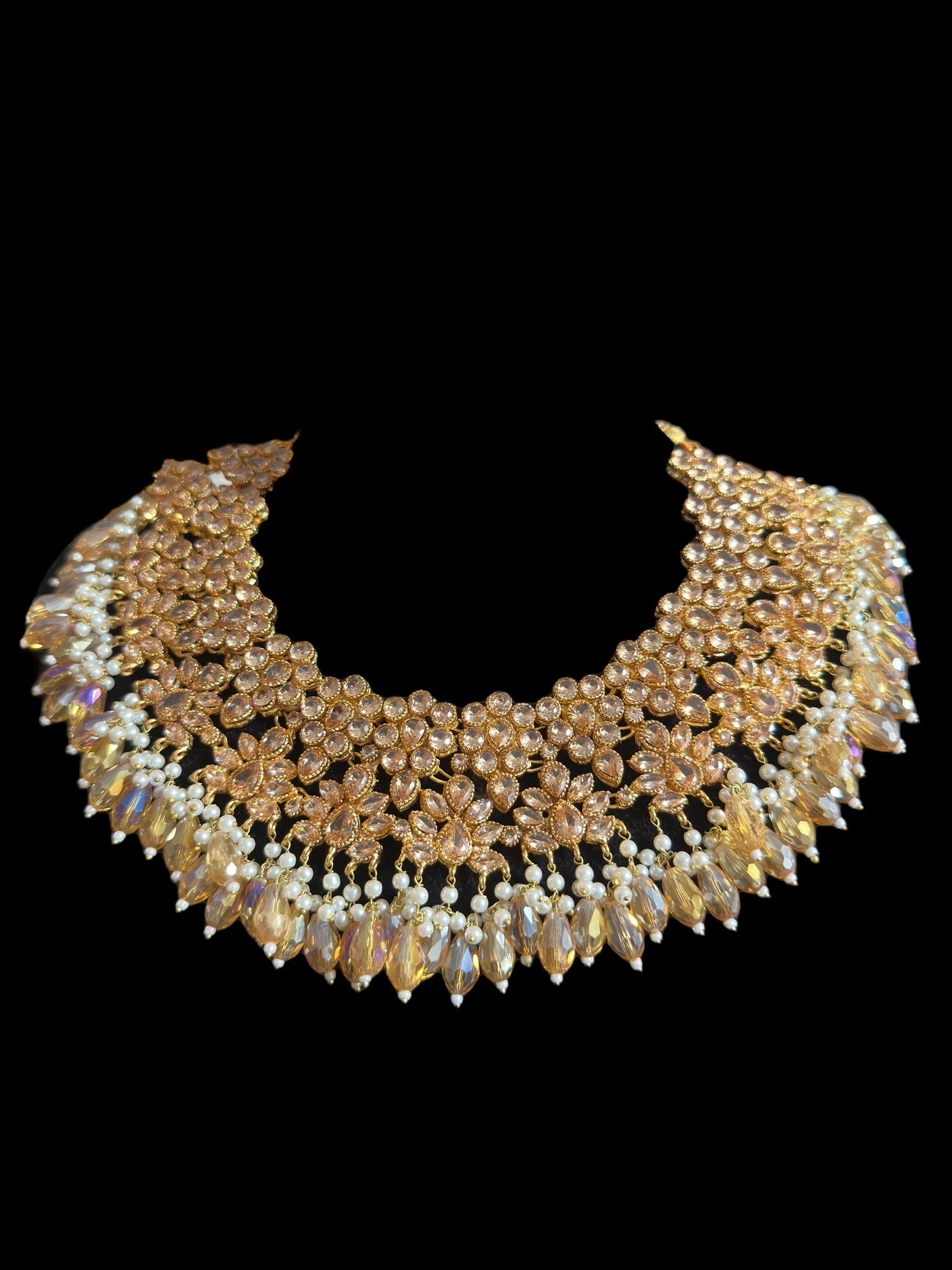 BR478 Kafiya bridal set in golden / champagne  stones and beads ( READY TO SHIP )