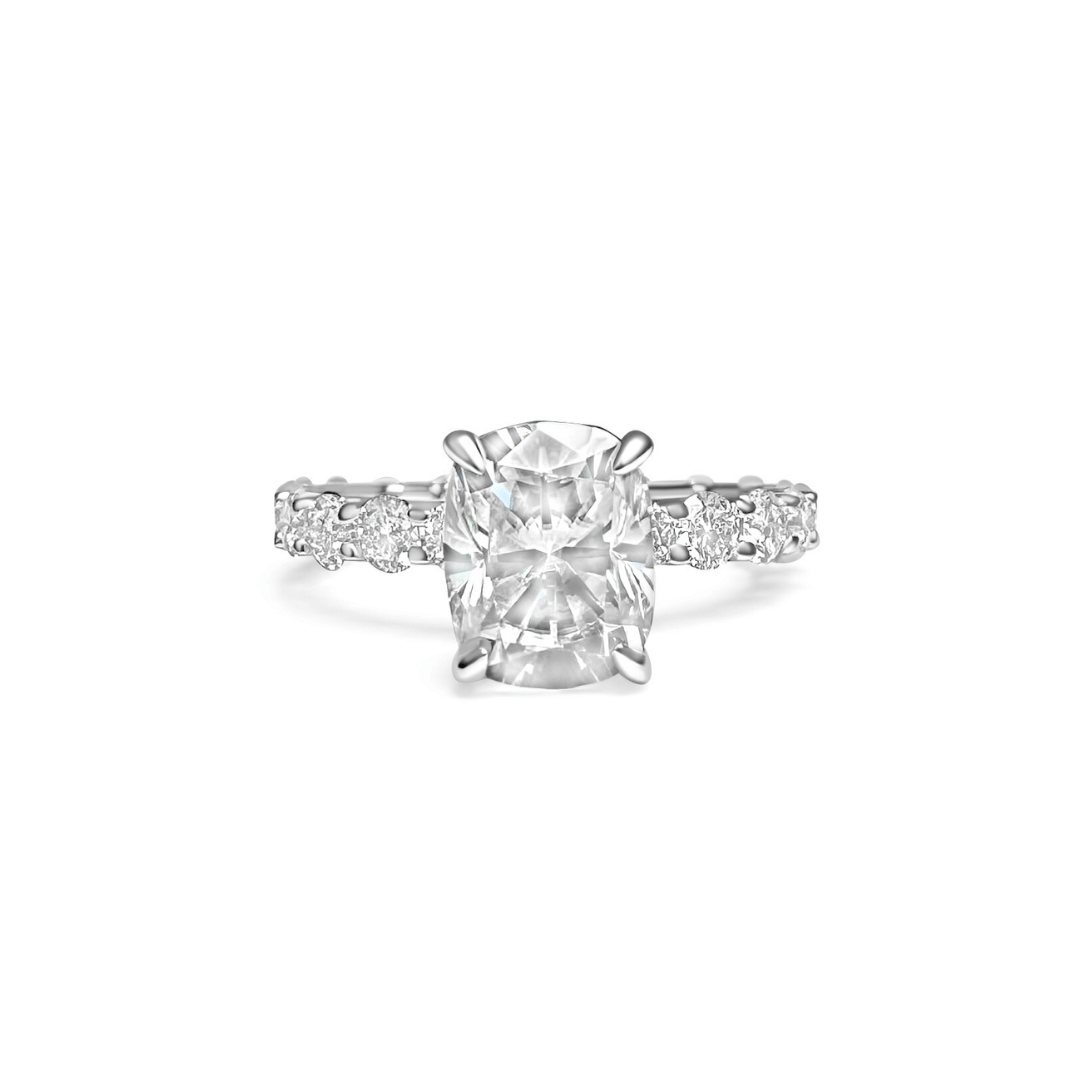 2.5ct Elongated Cushion Cut Eternity Engagement Ring