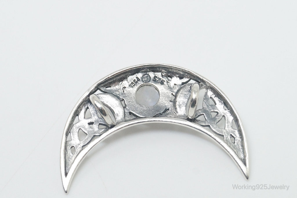 Vintage Designer Moonstone Celtic Sterling Silver Necklace Pendant