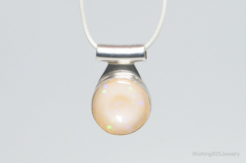 Large Vintage Peach Opal Sterling Silver Pendant