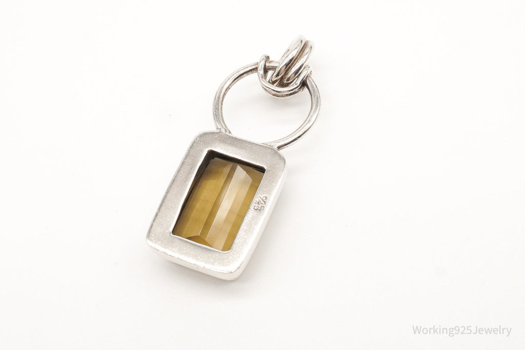 Vintage Large Smoky Topaz Sterling Silver Pendant