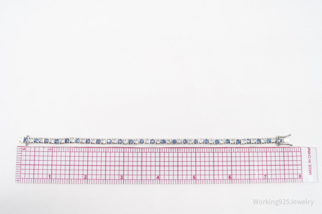 Vintage FAS Blue & White Cubic Zirconia Sterling Silver Bracelet